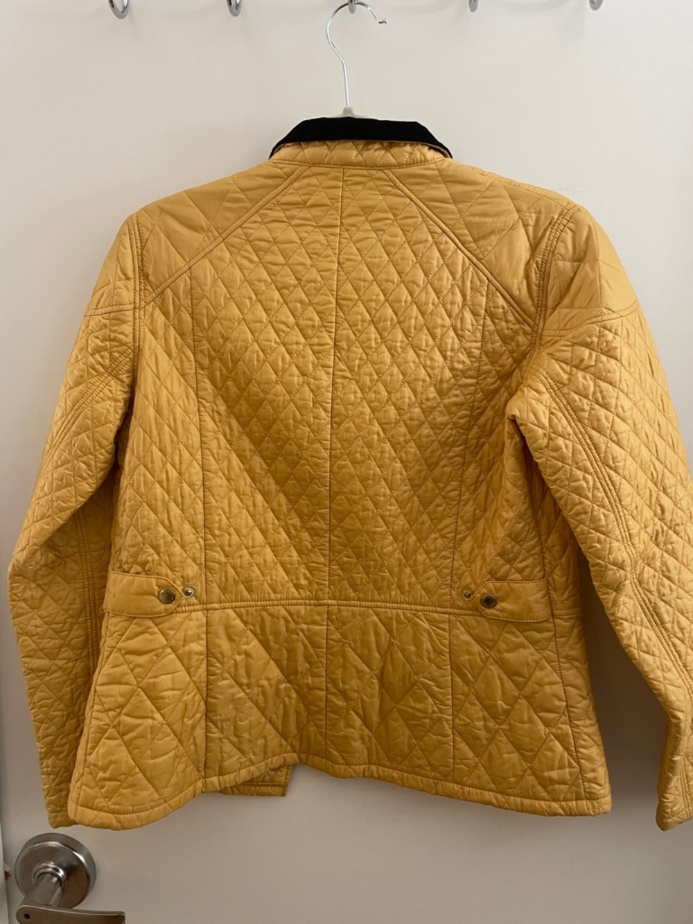 Barbour Quilted Mustard Yellow Jacket with Black Corduroy Collar - Picture 8 of 9